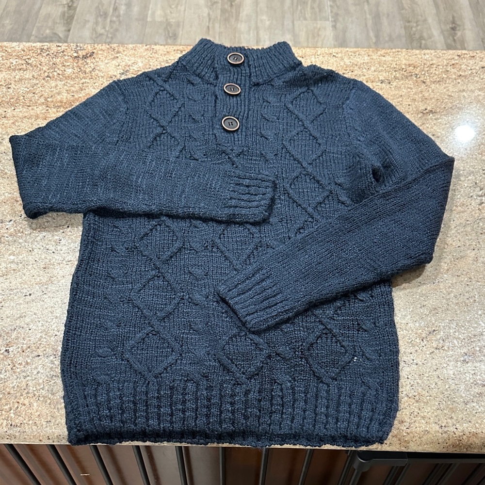 Men's Navy Blue Sweater with Button Detail